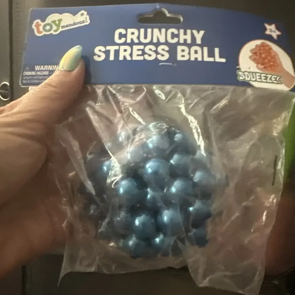 Crunchy Stress Squishy Ball Toymendous Squeeze Blue Pearls Ball New